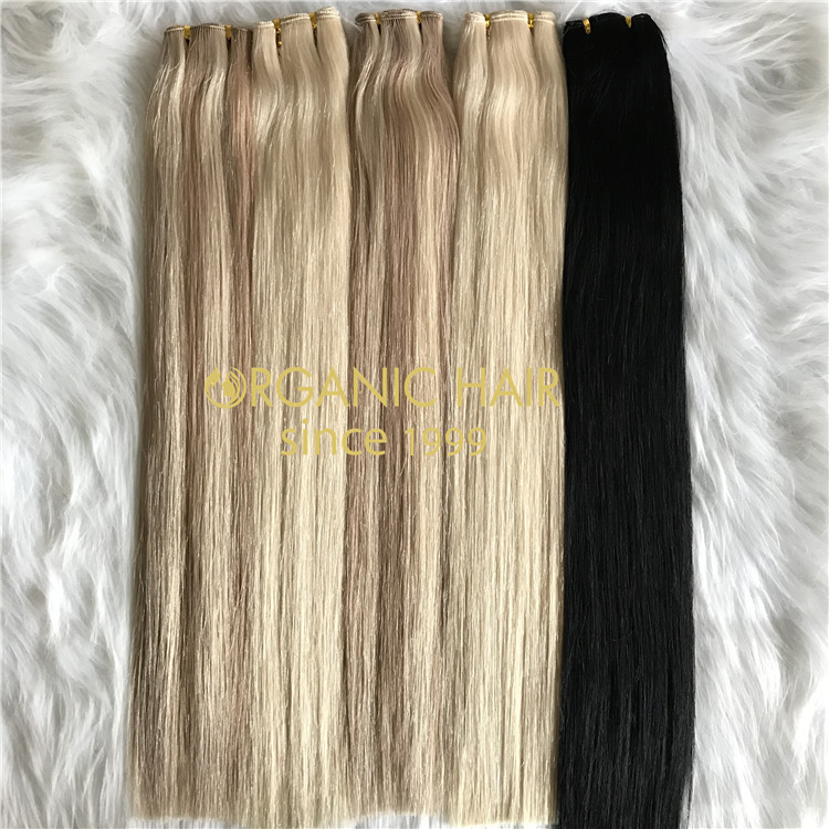 Russian human hair hand tied weft with full cuticle intact  C99